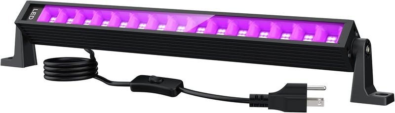lamvip شريط ضوء أسود LED بقوة 38 واط، أشرطة ضوء أسود مع قابس ومفتاح تضيء منطقة 22x22 قدم لحفلات التألق وحفلات الهالوين وزينة غرف النوم وإضاءة المسرح - عبوة واحدة - Image 1